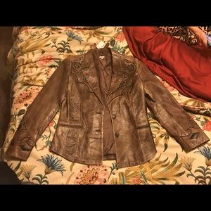 Brown leather jacket